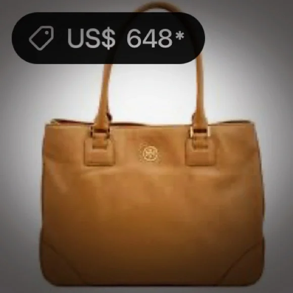 Vintage Y2K Tory Burch Tan soft Leather Tote handbag shoulder bag with scarf - Picture 3 of 17